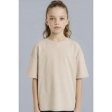 DeFacto %100 Pamuk Oversize Tişört Kız Çocuk G0882A826SM - Bej-BG187 - 5 - 6 Yaş