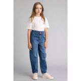 DeFacto %100 Pamuk Paperbag Jean Pantolon Kız Çocuk G0256A826SP - Mavi-NM28 - 7 - 8 Yaş