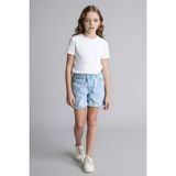 DeFacto %100 Pamuk Paperbag Jean Şort Kız Çocuk B8113A826SM - 7 - 8 Yaş - Mavi-NM63
