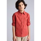 DeFacto %100 Pamuk Polo Yaka Keten Karışımlı Uzun Kollu Gömlek Erkek Çocuk B5983A826SP - Bordo-BR91 - 8 - 9 Yaş