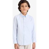 DeFacto %100 Pamuk Polo Yaka Oxford Uzun Kollu Basic Düz Gömlek Erkek Çocuk W3215A626SP - Mavi-BE61 - 7 - 8 Yaş