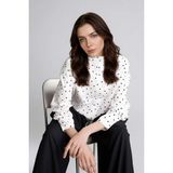 DeFacto %100 Pamuk Puantiyeli Poplin Tunik H0675AX26SP - Beyaz-WT32 - XL