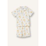 DeFacto %100 Pamuk Regular Fıt 2'li Ayıcıklı Beyaz Pijama Takımı Erkek Çocuk H5379A526HS