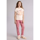 DeFacto %100 Pamuk Regular Fit 2'li Ayıcıklı Pijama Takımı Kız Çocuk H0151A826SP - Ekru-ER103 - 5 - 6 Yaş