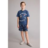 DeFacto %100 Pamuk Regular Fit 2'li Beyaz Pijama Takımı Erkek Çocuk H0374A826SM - Indigo - 8 - 9 Yaş