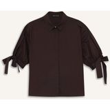 DeFacto %100 Pamuk Regular Fit Bağlama Detaylı Poplin Gömlek F9139AX25WN - 40 - Kahve-BN220