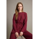 DeFacto %100 Pamuk Regular Fit Bağlamalı Uzun Kollu Tunik F5369AX25AU - Bordo-BR115