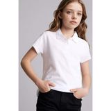 DeFacto %100 Pamuk Regular Fit Basic Düz Kısa Kollu Polo Tişört Kız Çocuk I0427A626SP - Beyaz-WT34 - 9 - 10 Yaş