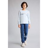 DeFacto %100 Pamuk Regular Fit Baskılı 2'li Antrasit Pijama Takımı Erkek Çocuk G9976A826SP - Mavi-BE523 - 9 - 10 Yaş