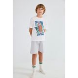 DeFacto %100 Pamuk Regular Fit Baskılı 2'li Ekru Pijama Takımı Erkek Çocuk H8045A826HS - Ekru-ER105 - 9 - 10 Yaş