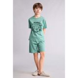 DeFacto %100 Pamuk Regular Fit Baskılı 2'li Pijama Takımı Erkek Çocuk G8829A826HS - Yeşil-GN1095 - 7 - 8 Yaş