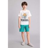 DeFacto %100 Pamuk Regular Fit Baskılı 2'li Pijama Takımı Erkek Çocuk G8830A826HS - Ekru-ER105 - 13 - 14 Yaş