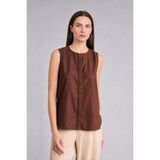 DeFacto %100 Pamuk Regular Fit Bisiklet Yaka Flamlı Kolsuz Kahverengi Bluz E8482AX26HS - XL - Kahve-BN320