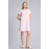 DeFacto %100 Pamuk Regular Fit Bisiklet Yaka Kısa Kollu Açık Pembe Gecelik H6940AX26SM - Pembe-PN648 - XL