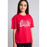 DeFacto %100 Pamuk Regular Fit Bisiklet Yaka Türkiye Champion Baskılı Kısa Kollu Tişört Kız Çocuk I6638A826SM - Kırmızı-RD282 - 5 - 6 Yaş