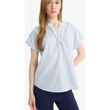 DeFacto %100 Pamuk Regular Fit Flamlı Kısa Kollu Bluz F1635AX25AU - 3XL - Mavi-BE771