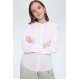 DeFacto %100 Pamuk Regular Fit Geniş Yakalı Poplin Gömlek Tunik F2731AX25SM - Beyaz-WT34
