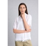 DeFacto %100 Pamuk Regular Fit Gömlek Yaka Flamlı Dantelli Kısa Kollu Gömlek H1412AX26SM - Beyaz-WT79