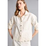 DeFacto %100 Pamuk Regular Fit Gömlek Yaka Gabardin Blazer Ceket H2578AX26SM - 34 - Ekru-ER225