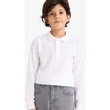 DeFacto %100 Pamuk Regular Fit Pike Uzun Kollu Polo Tişört Erkek Çocuk L0288A626SP - Beyaz-WT34 - 9 - 10 Yaş