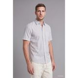 DeFacto %100 Pamuk Regular Fit Polo Yaka Çizgili Kısa Kollu İndigo Gömlek I1719AX26SM - İndigo-IN269 - XS