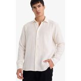 DeFacto %100 Pamuk Regular Fit Polo Yaka Gömlek F9275AX26SP - Ekru-ER100 - XS