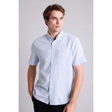 DeFacto %100 Pamuk Regular Fit Polo Yaka Kısa Kollu Açık Mavi Gömlek H5860AX26SM - Mavi-BE177