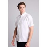 DeFacto %100 Pamuk Regular Fit Polo Yaka Kısa Kollu Beyaz Gömlek H5860AX26SM - Beyaz-WT34 - XL