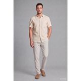 DeFacto %100 Pamuk Regular Fit Polo Yaka Kısa Kollu Gömlek D7551AX26SP - Ekru-ER37 - 3XL