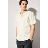 DeFacto %100 Pamuk Regular Fit Polo Yaka Kısa Kollu Gömlek H2520AX26SM - Bej-BG734 - XL