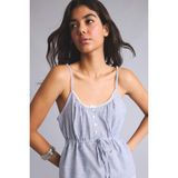 DeFacto %100 Pamuk Regular Fit V Yaka Çizgili Poplin Kolsuz Mavi Bluz I3498AX26HS - XL