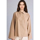 DeFacto %100 Pamuk Regular Fit Vual Uzun Kollu Bej Tunik H5281AX26SM - Bej-BG79