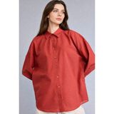 DeFacto %100 Pamuk Regular Fit Vual Uzun Kollu Koyu Turuncu Tunik H7860AX26SM - Turuncu-OG576 - XL