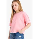 DeFacto %100 Pamuk Relax Fit Bisiklet Yaka Basic Düz Kısa Kollu Tişört Kız Çocuk Z5095A625SM