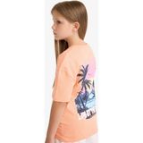 DeFacto %100 Pamuk Relax Fit Bisiklet Yaka Sırt Baskılı Kısa Kollu Tişört Kız Çocuk E0354A825SM - Somon - Dropsuz - 8 - 9 Yaş