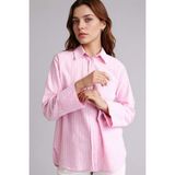 DeFacto %100 Pamuk Relax Fit Çizgili Flamlı Tunik F6314AX26SP - Pembe-PN623