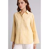 DeFacto %100 Pamuk Relax Fit Çizgili Flamlı Tunik F6314AX26SP - Sarı-YL495