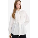 DeFacto %100 Pamuk Relax Fit Poplin Gömlek Tunik G7704AX26SP - Beyaz-WT32