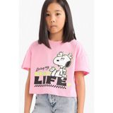 DeFacto %100 Pamuk Snoopy Bisiklet Yaka Kısa Kollu Tişört Kız Çocuk E8160A825HS