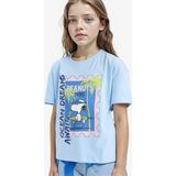 DeFacto %100 Pamuk Snoopy Relax Fit Bisiklet Yaka Kısa Kollu Tişört Kız Çocuk E8159A825HS - Mavi-BE744 - Dropsuz - 7 - 8 Yaş