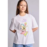 DeFacto %100 Pamuk SpongeBob Oversize Bisiklet Yaka Kısa Kollu Tişört Kız Çocuk H3481A826HS - Beyaz-WT79 - 9 - 10 Yaş
