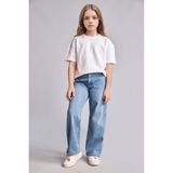 DeFacto %100 Pamuk Straight Wide Açık Mavi Jean Pantolon Kız Çocuk H6246A826AU - Mavi-NM39 - 8 - 9 Yaş