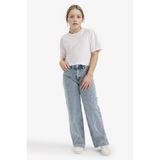 DeFacto %100 Pamuk Straight Wide Fit Geniş Paça Jean Pantolon Kız Çocuk G4939A825AU