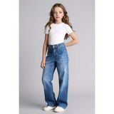 DeFacto %100 Pamuk Straight Wide Jean Pantolon Kız Çocuk G9536A826SP - Yeşil-NM29 - 7 - 8 Yaş