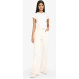 DeFacto %100 Pamuk Straight Wide Normal Bel Jean Kar Yıkamalı Pantolon G4929AX26SM - Beyaz-WT1 - 36