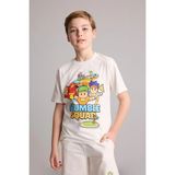 DeFacto %100 Pamuk Stumble Guys Oversize Bisiklet Yaka Kısa Kollu Tişört Erkek Çocuk H8306A826HS - Ekru-ER105 - 7 - 8 Yaş