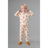 DeFacto %100 Pamuk Uzun Kollu Bisiklet Yaka Üst Jogger Alt Hayvan Baskılı 2'li Pijama Takımı Erkek Bebek H6537A526AU - Bej - 2 - 3 Yaş