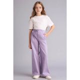 DeFacto %100 Pamuk Wide Leg Gabardin Pantolon Kız Çocuk G0607A826SM - Açık Lila - 8 - 9 Yaş