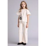 DeFacto %100 Pamuk Wide Leg Gabardin Pantolon Kız Çocuk G7579A826SM - Beyaz-WT34 - 11 - 12 Yaş
