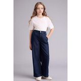 DeFacto %100 Pamuk Wide Leg Jean Pantolon Kız Çocuk G0304A826SM - Lacivert-NM26 - 8 - 9 Yaş